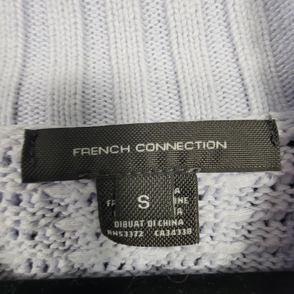 French Connection White Textured Cotton Funnel Neck Ribbed Knit Sweater - Picture 8 of 10